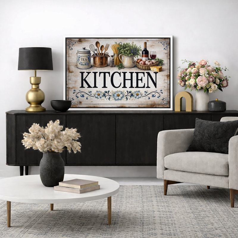 «Kitchen Kitchen Artwork», impression de giclée sur toile encadrée, H 16 po x l 24 po x P 1,5 po, Cadre blanc