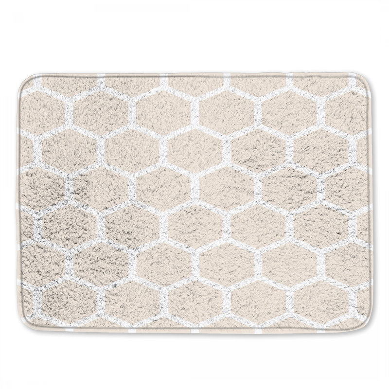 Tapis de bain beige à motif hexagonal, 34in W x 21in L
