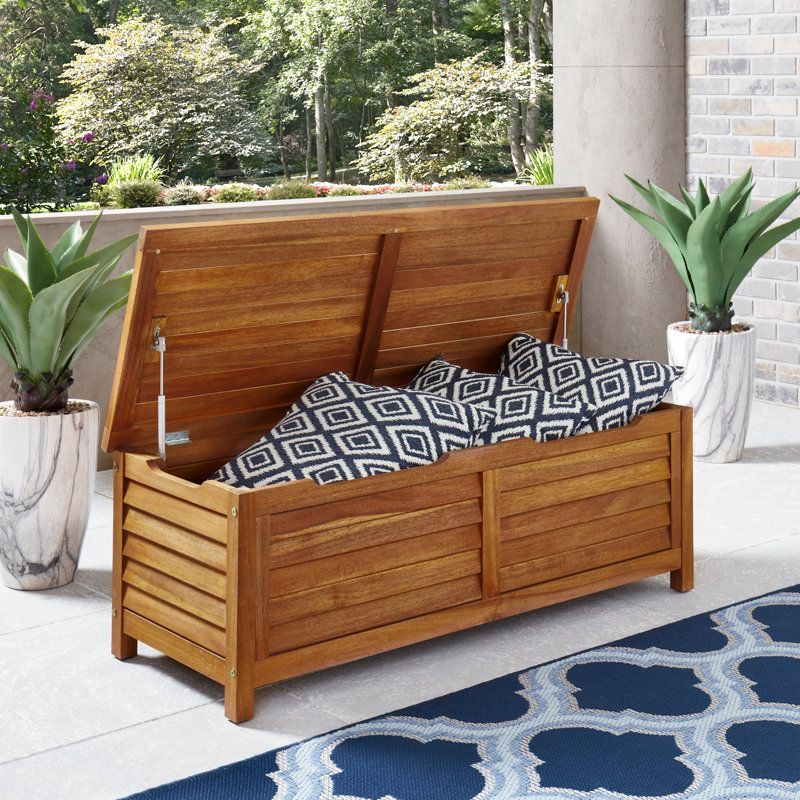 Beachcrest Home™ Anjenette 51 " W 78.87 Gallons Water Resistant Solid Wood Acacia Deck Box, Golden Teak