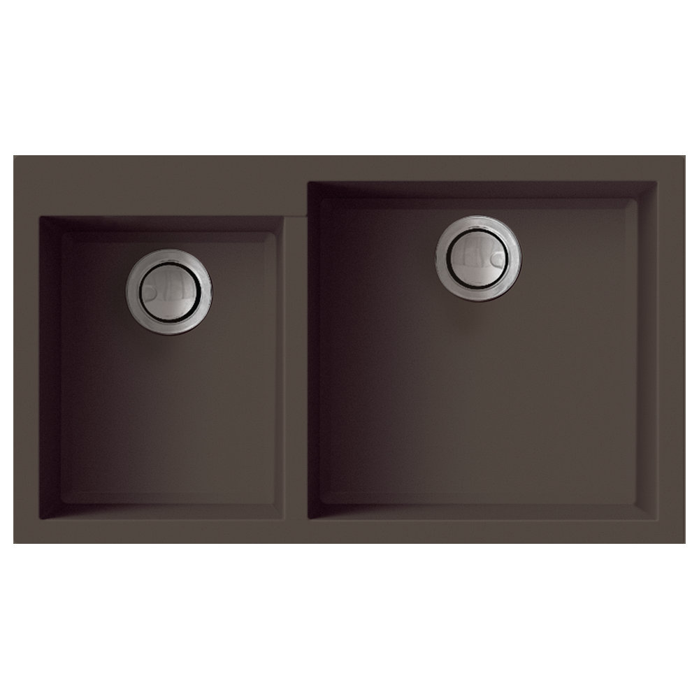 32.83'' L Double Bowl Granite Kitchen Sink Transolid 