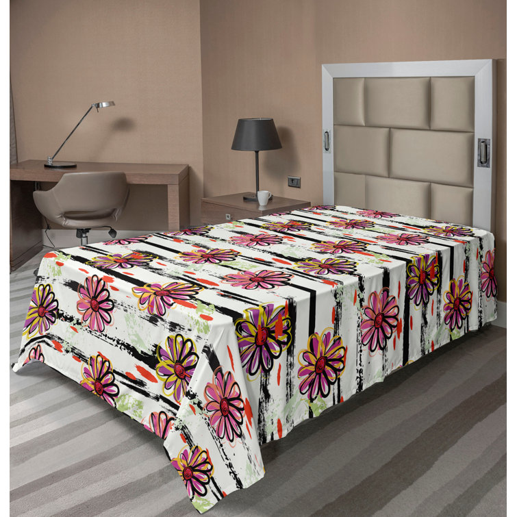 Drap plat à motif floral bohème Ambesonne