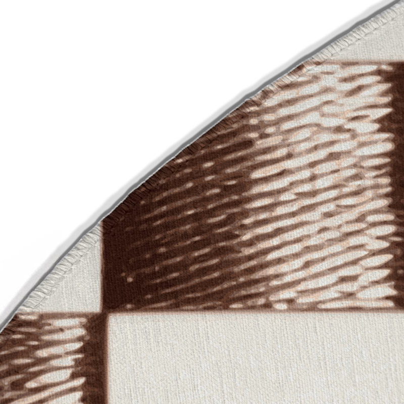 Tapis d'intérieur et d'extérieur à carreaux beige, Rond 5 pi