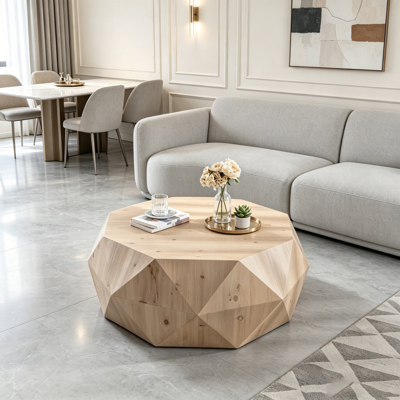 Table basse tridimensionnelle en relief American Design, 38.58"W, Natural