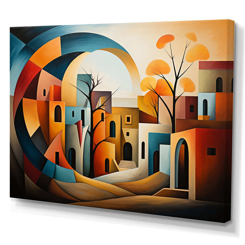 Cubes, décorations de campagne, paysage I - campagne, art mural, salon, Toile tendue, H 30 po x l 40 po
