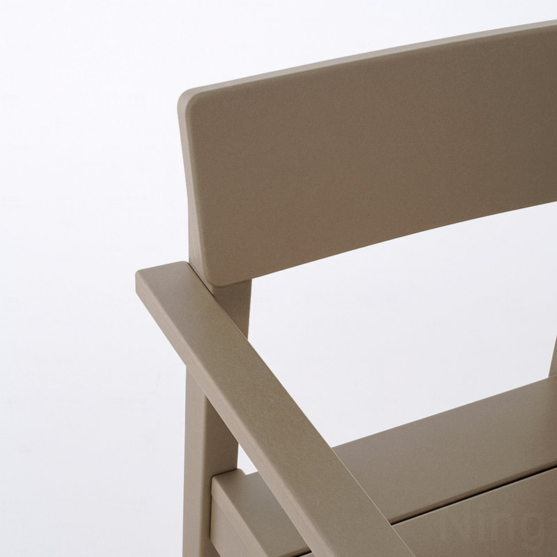Outdoor Garden Armchair, Modernist Design With Backrest, Light Gray