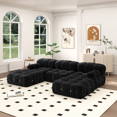 Quala Upholstered Sofa Boneless Modular Sectional Sofa With Moveable Ottoman for Living Room