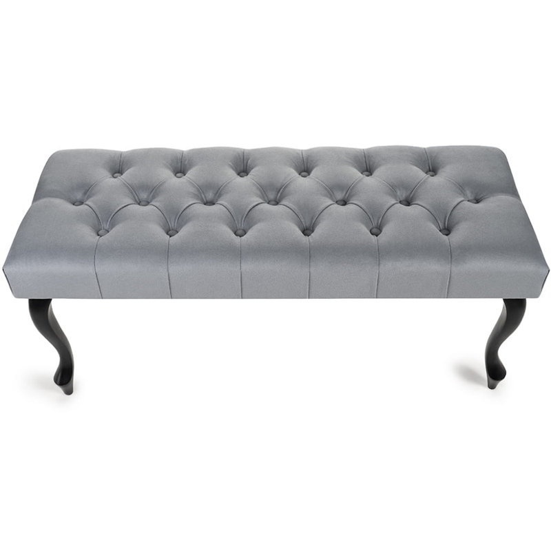 Upholstered Bench, Grey, H45 x W60 x D30cm, Black
