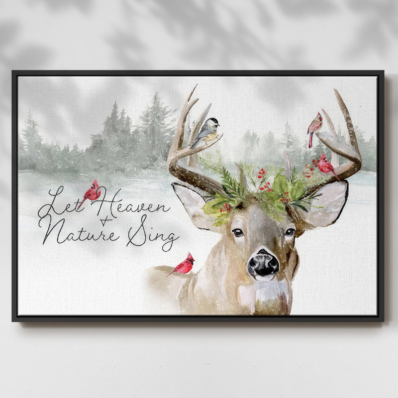Collection de cerfs des Fêtes A, Cadre noir, H 17 po x l 25 po x P 1,5 po