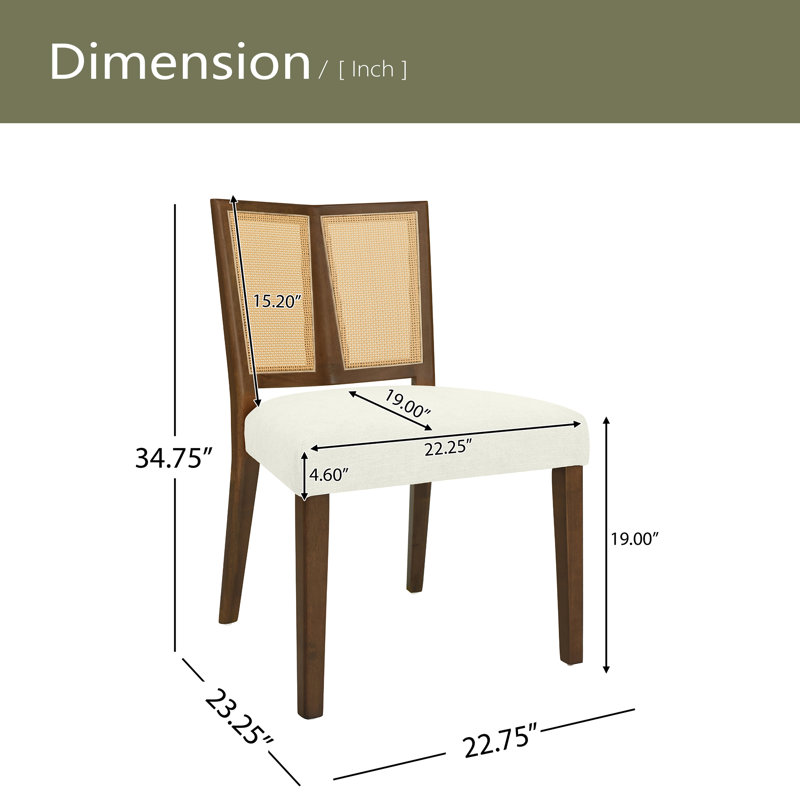 Ensemble de 2 chaises en rotin, Noyer, Beige