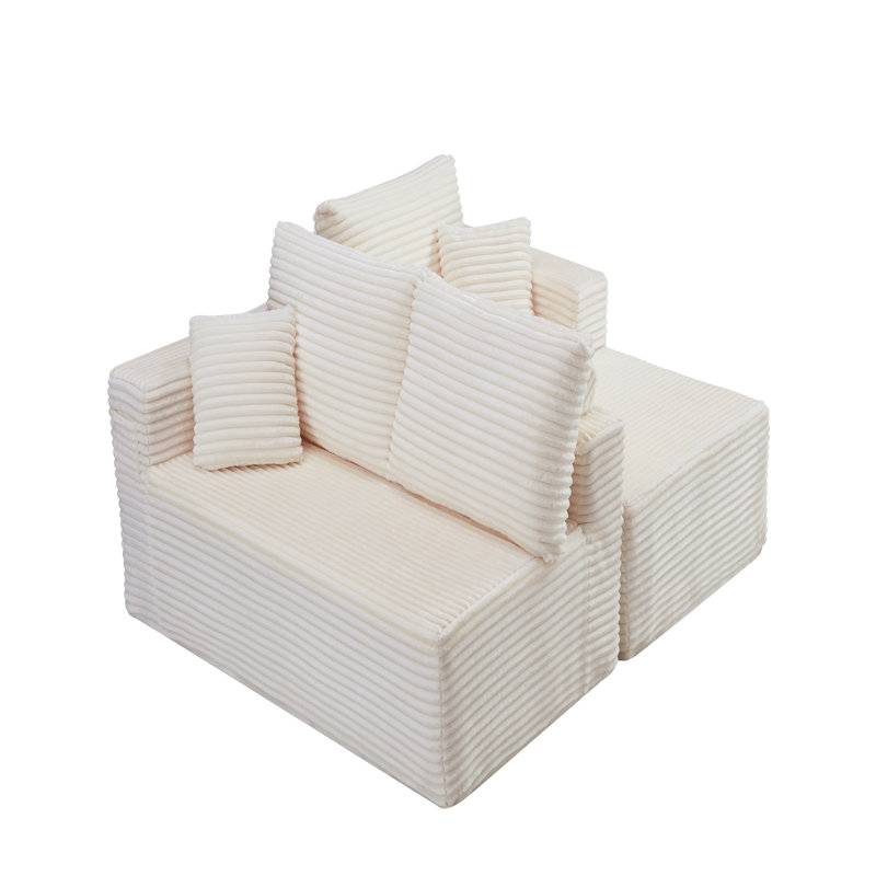 Canapé d'angle Cloud de 254 cm avec méridienne en L, canapé modulaire moderne à assise profonde, aucun assemblage requis, emballage compressé, ressorts ensachés et mousse, tissu moelleux