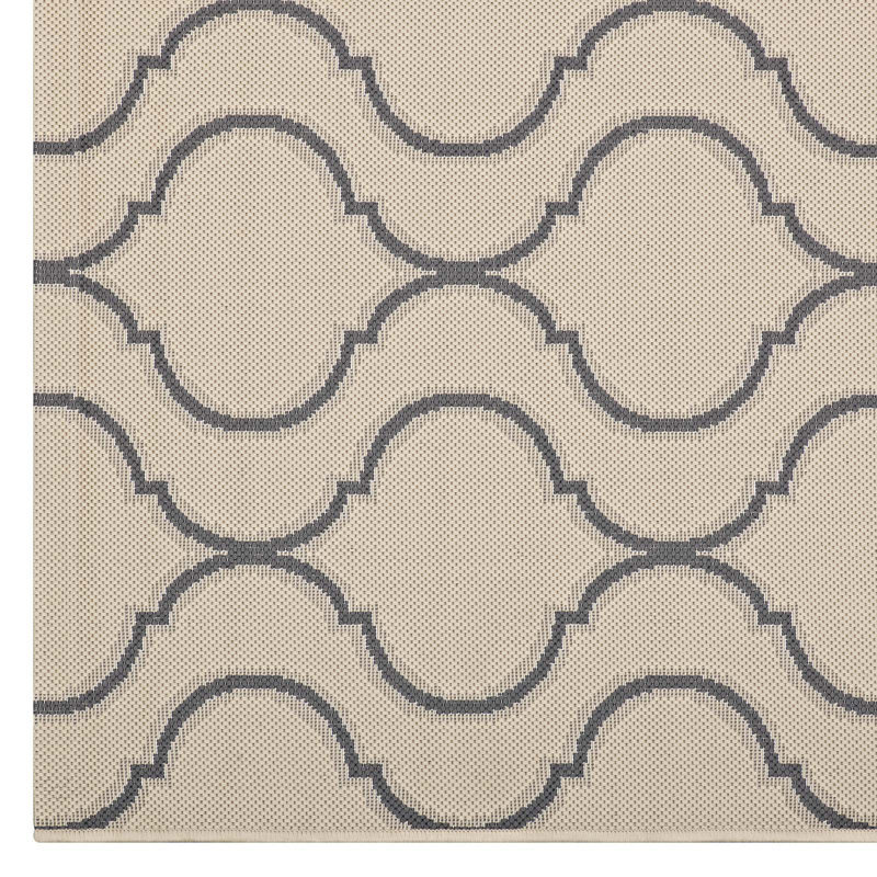 Gray and Beige Abstract Synthetic 8' x 10' Area Rug