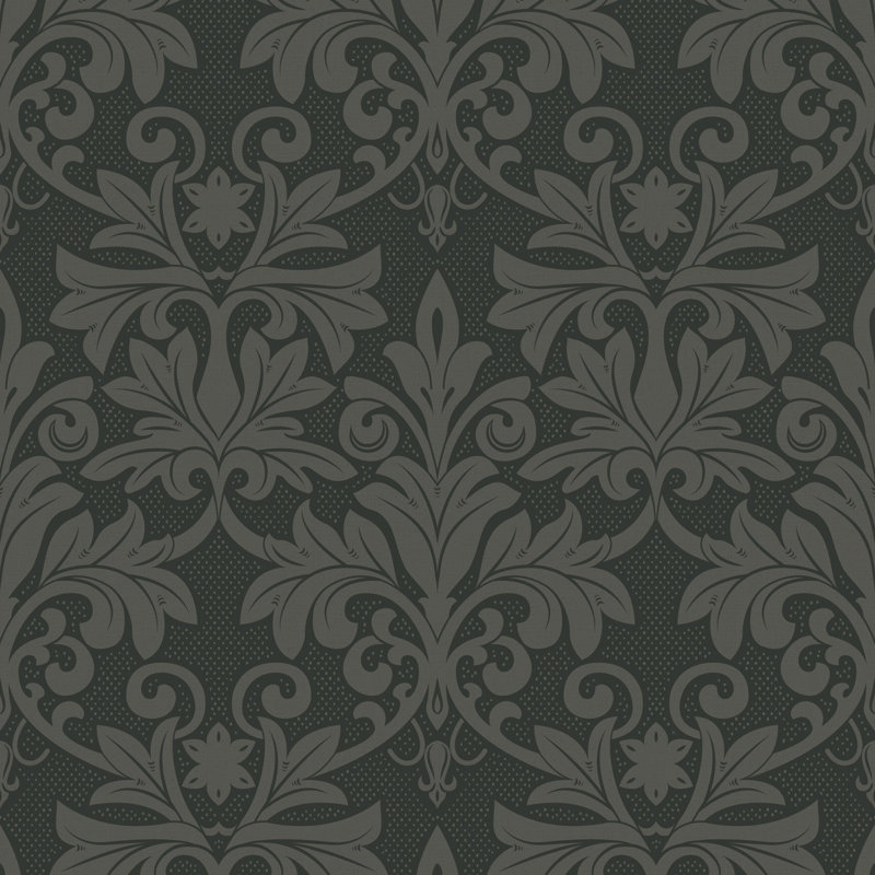 Papier peint rococo relief - obsidienne