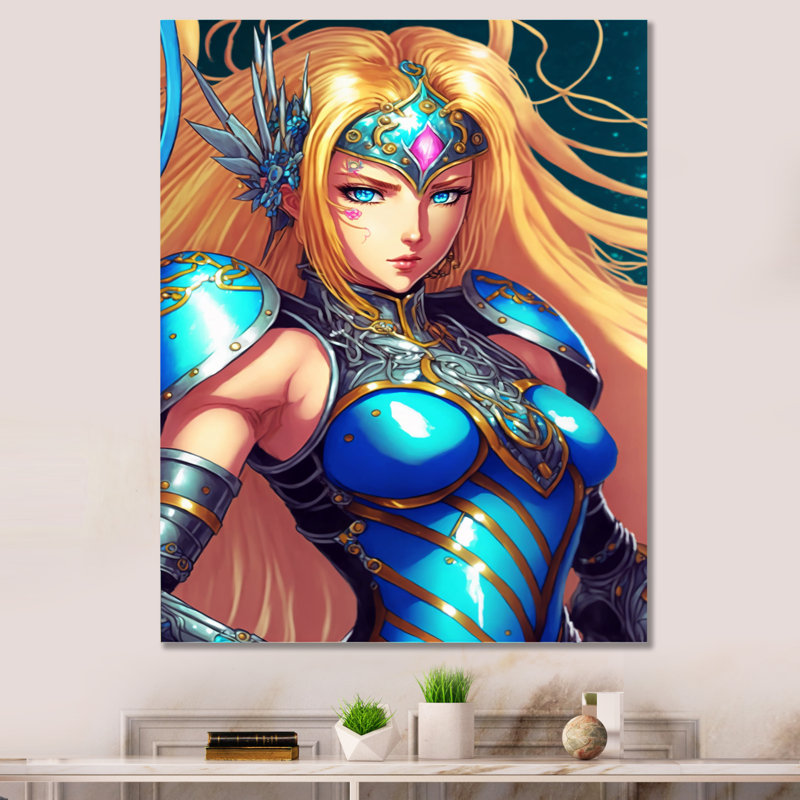 «Eckhold», la reine de l'anime bleue sur toile II, H 20 po x l 12 po x P 1 po, Toile tendue