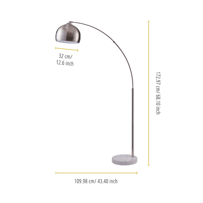 Perlis 68.1" Arc Floor Lamp with Solid Marble Base, White