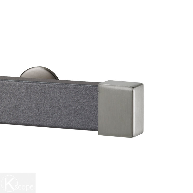 Kontur Single Curtain Rod, 2" H x 72" W x 3.25" D, Stainless