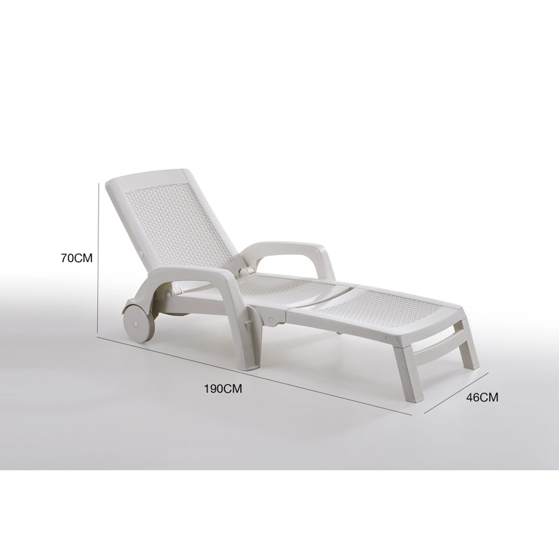 Sun Lounger Saturno, AdjusTable Garden Deck Chair, 190x46h70 cm, White