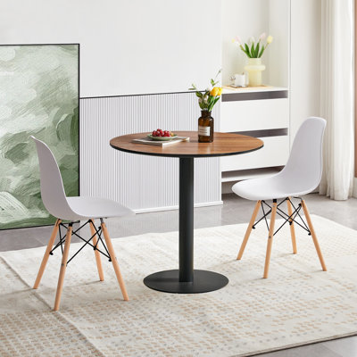 Compact 3-Piece Dining Table Set, Dining Room Table Set With Round Table And Ergonomic Seats