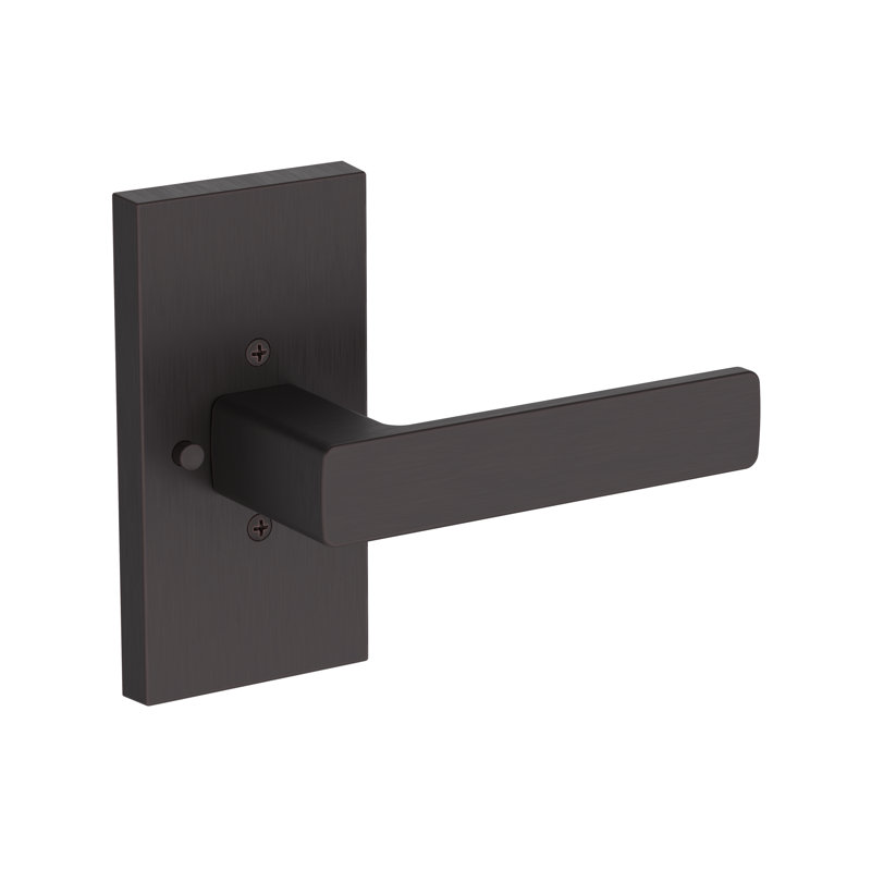 Sharpe Privacy Lever with Contemporary 5in Rose in Lifetime (PVD) Polished Nickel, Venetian Bronze