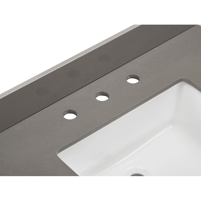 Concrete Grey Composite Stone Vanity Top with White Sink, 31 in.