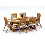10 Seats 11 Pcs Grade-A Teak Wood Dining Set: 94" Mas Oval Trestle Leg Table And 10 Marley Folding Reclining Arm Chairs #11MR2310