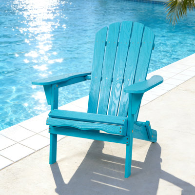 Chaise Adirondack pliante en bois embossé pour l'extérieur avec dossier et siège pré-assemblés, chaise de patio en bois pour terrasse de jardin avec foyer et grain de bois
