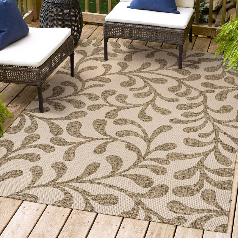 Elsea All Over Indoor/Outdoor Rug, Rectangle 3'11" x 6', Brown/Beige