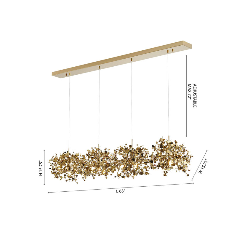 Luminaire suspendu 12 lumières confettis argent, Or