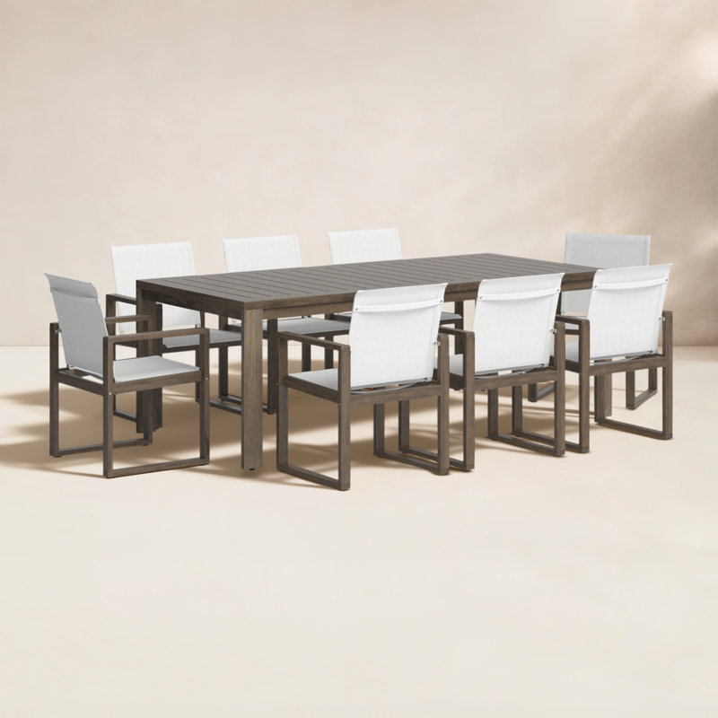 Ensemble de salle à manger rectangulaire 8 personnes pour 8 personnes avec accoudoirs brun foncé Joly