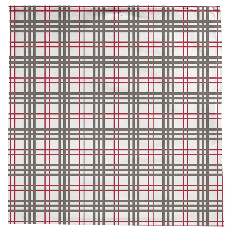 Nappe carrée en mélange de coton à carreaux, Blanc / rouge / étain