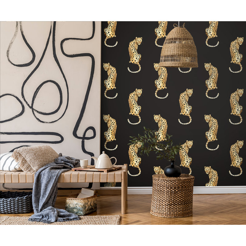 Papier peint adhésif grand motif léopard noir Daisy Bennett Designs, Noir
