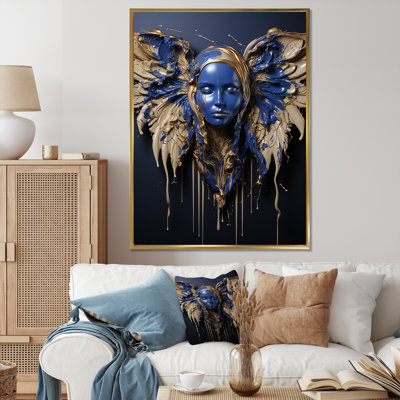 Art mural ailes d'ange bleu royal et or royal IV