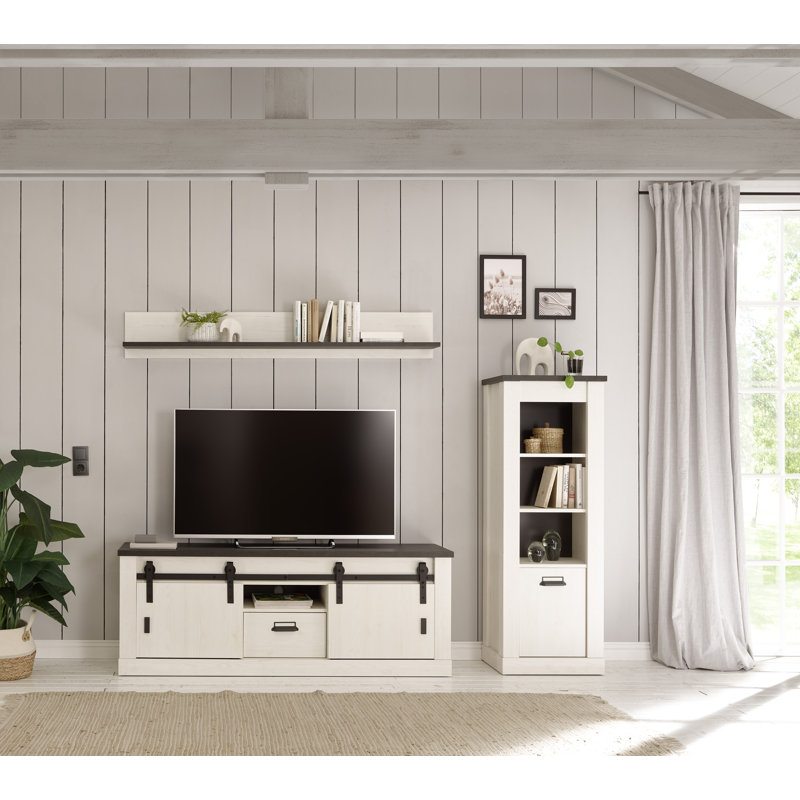 Jackeline Living Room Walls for TVs up to 75", White/Black
