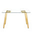 Table de salle à manger moderne en verre minimaliste avec support en métal trempé et doré pour les pieds supérieurs rectangulaires, Touch Home