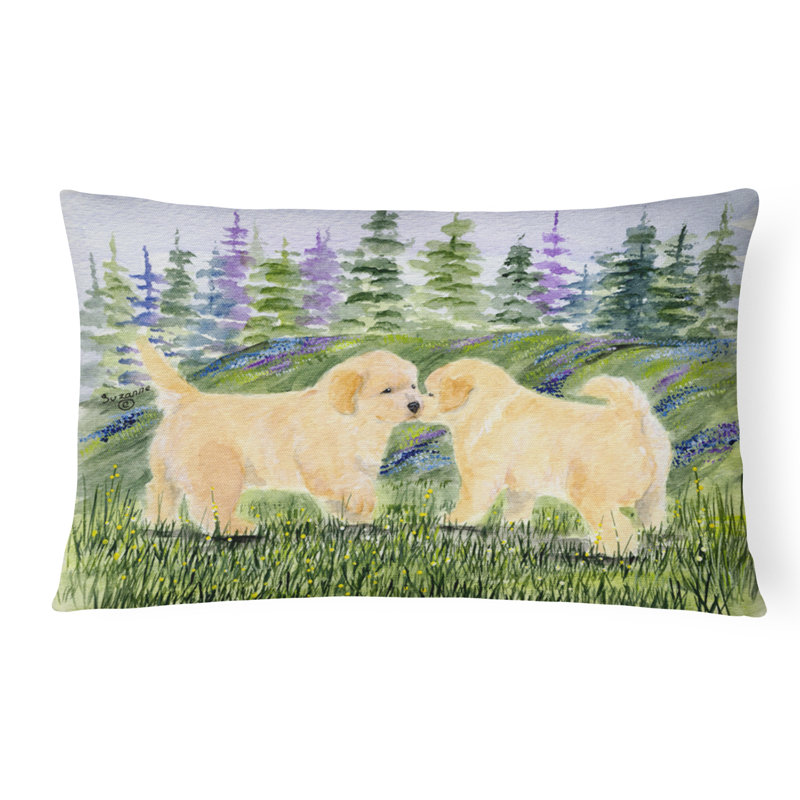 Golden Retriever Outdoor Reversible Throw Pillow