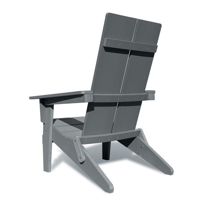 Très grand fauteuil Adirondack pliable moderne avec porte-gobelet Krikacy, gris