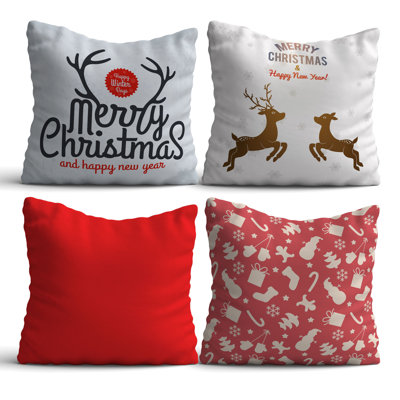 Premium Cushion Set (4 Pieces), 17.0 x 17.0 Inches, 50% Cotton / 50% Polyester | Machine Washable, Digital Print Design | Soft & Durable, Perfect for Living Room, Patio, and Bedroom Decor