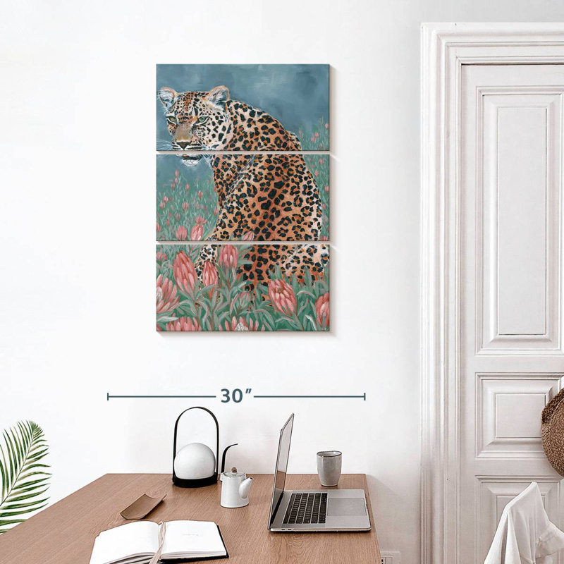 Brampt Leopard In The Flowers, 32" H x 20" W