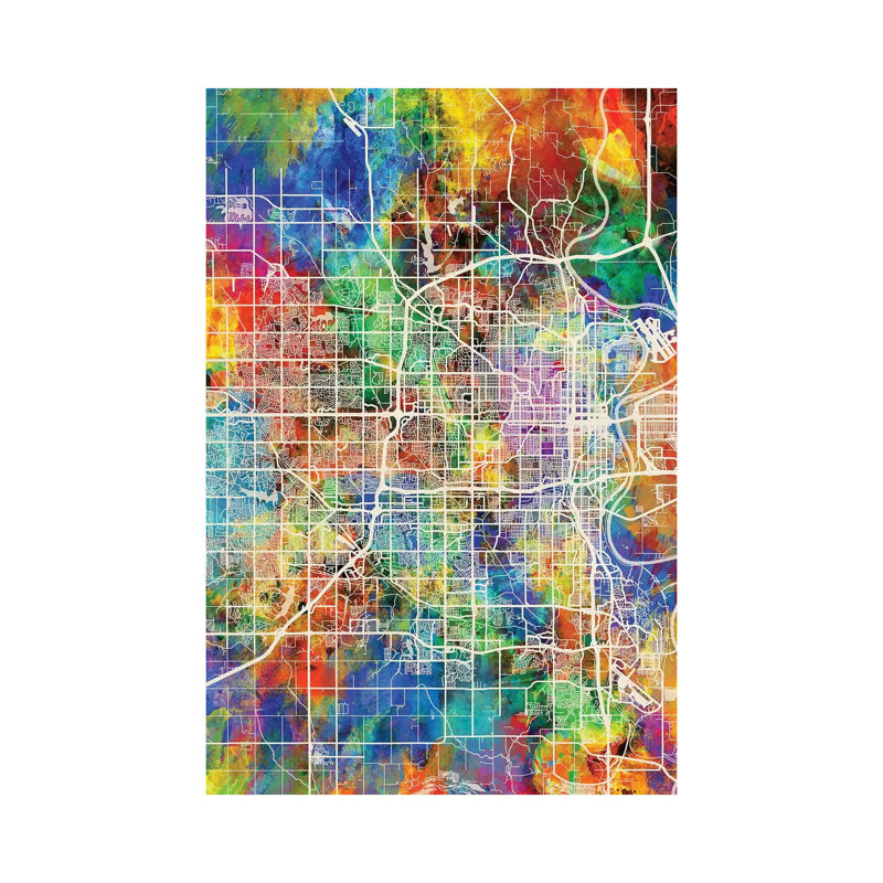 Omaha Nebraska City Map I by Michael Tompsett - Wrapped Canvas Gallery-Wrapped Canvas Giclée, 20.32 cm H x 30.48 cm W