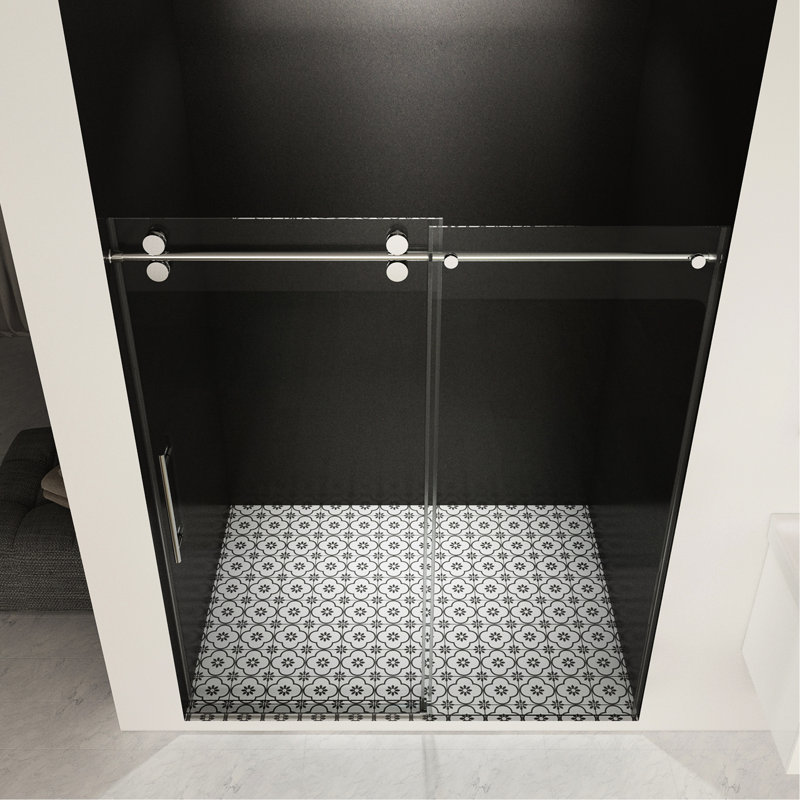 Porte de douche de 70 po de hauteur avec verre trempé épais de 5/16 po (8 mm), revêtement facile à nettoyer sur les deux côtés, finition et acier inoxydable poli-corrosif, largeur réglable, revêtement coulissant lisse de 8 mm,