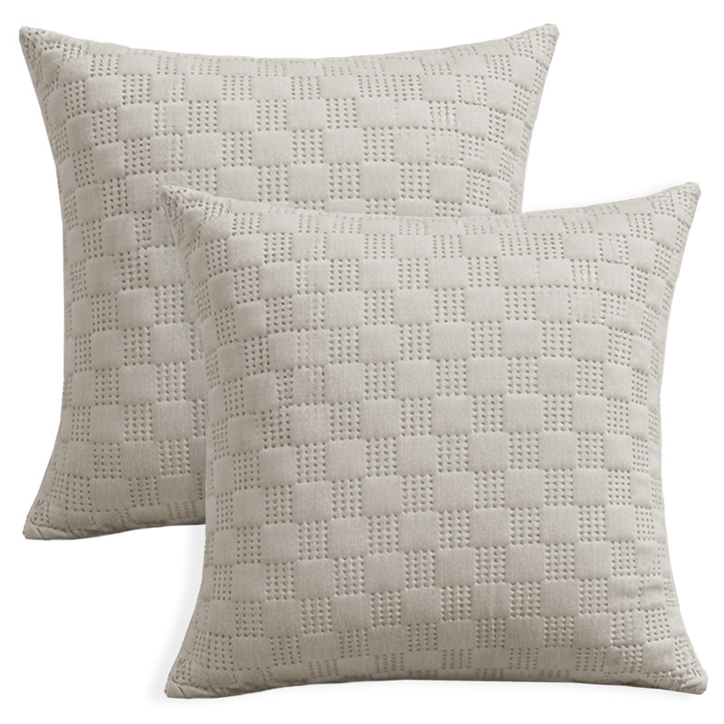Aspire Homeware Embossed Square Velvet Cushion Covers, BEIGE, Pack of 2