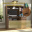 Bureau d'ordinateur en bois avec huche et bibliothèque, bureau d'étudiant-678350062