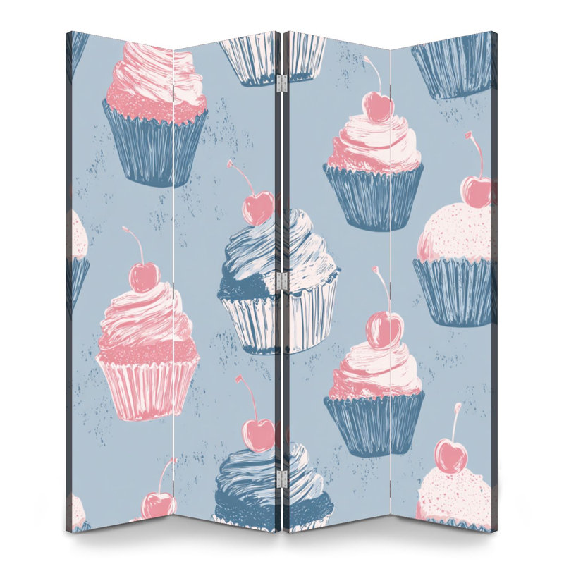 Paravent 4 panneaux à cloison pliable Royal Cupcake, 4, H 71 po x l 64 po x P 1 po