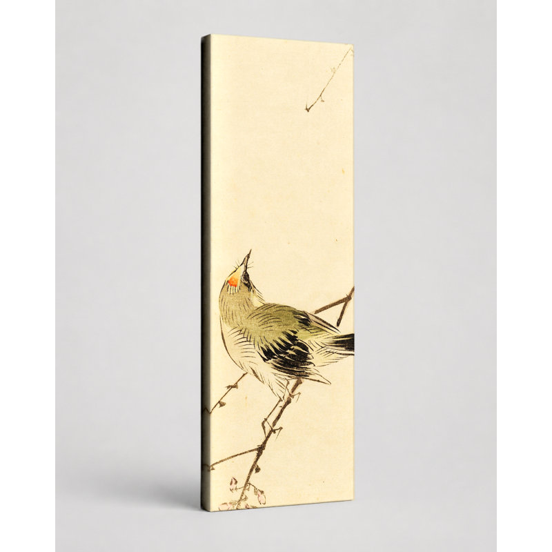 Oiseau sur une branche de cerisier en fleurs, 16" W x 48" H