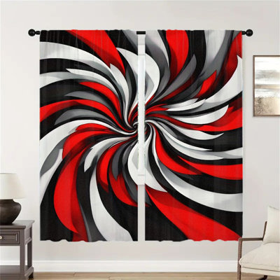 2 pièces rideaux abstraits à motif tourbillonnant, rideau filtrant la lumière à vortex dynamique pour la chambre à coucher, rideaux de fenêtre à passe-tringle de cuisine, traitement d'art géométrique moderne