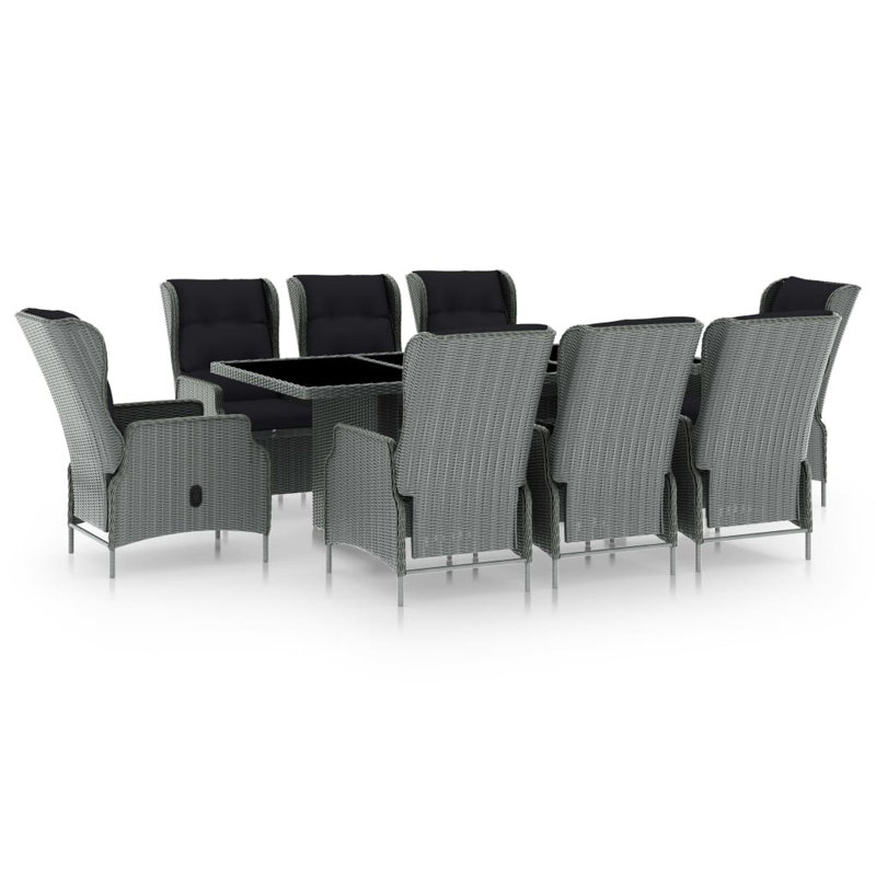 Ensemble de table et chaises de patio, Gris clair / noir