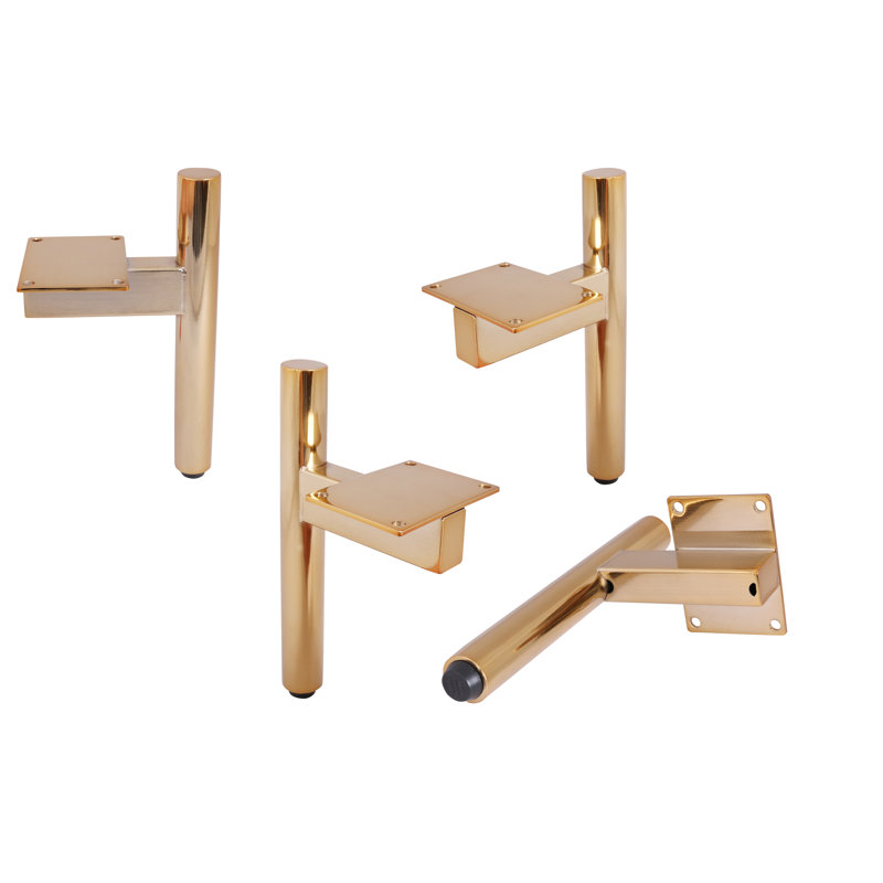 Alance 4pcs X4'' Golden Metal Furniture Legs, Modern Straight Style Coffee Table Sofa Legs,kitchen Table Leg, Bathroom Cabinet Leg, Diy Leg