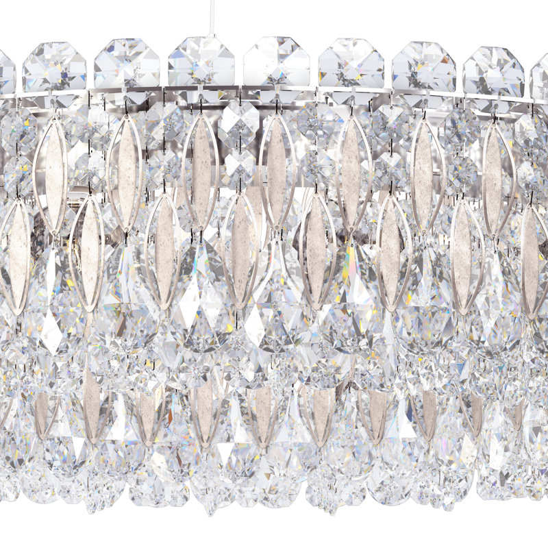 Sarella 12 - Light Dimmable Drum Chandelier, Swarovski, Antique Silver
