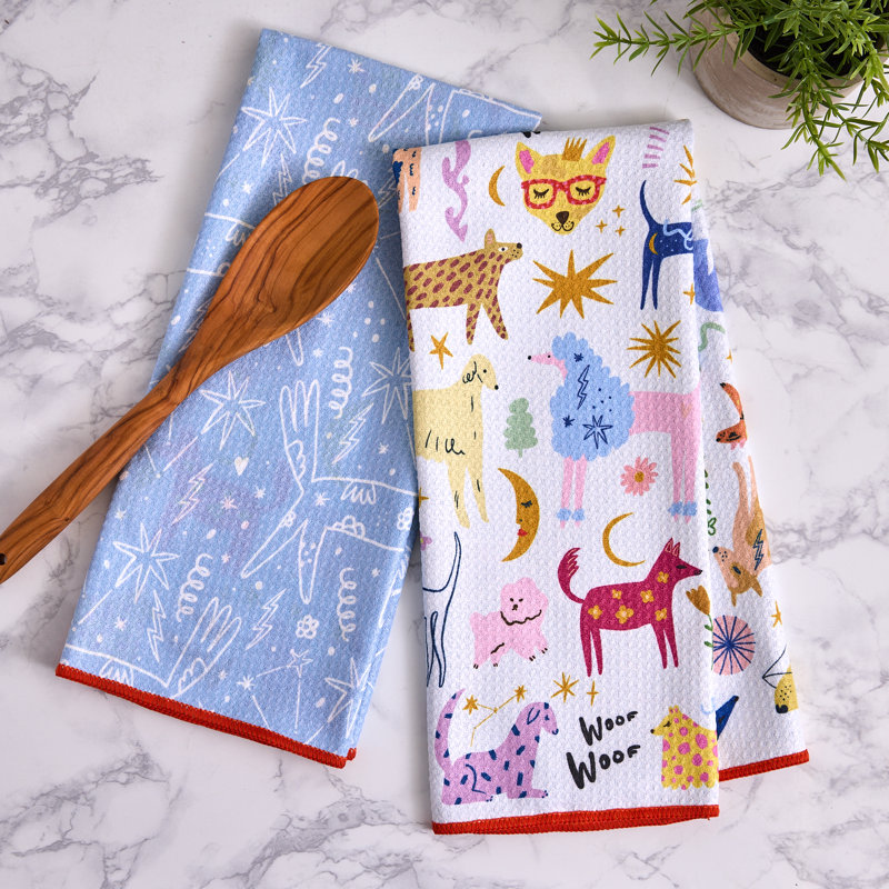  Printed Microfiber Dishtowel Set/2, Potted Plants