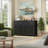4-Door, 2-Drawer Black Sideboard With Adjustable Shelves For Flexible Storage.-786019903