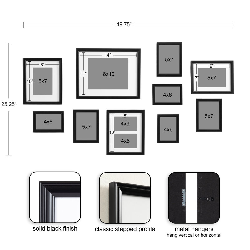 Black Classic 10-Piece Wall Picture Frame Set